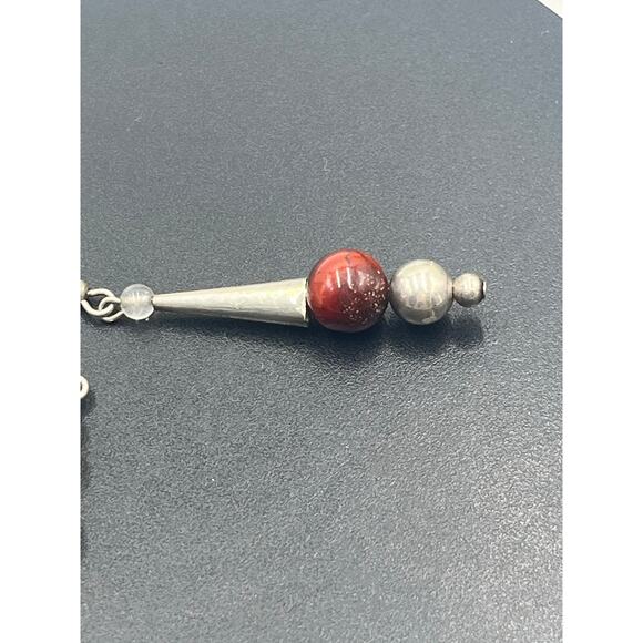 Artisan Made Mismatched Brown Jasper Ball Sterling Silver Dangle Earrings - Picture 7 of 11